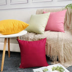 4-Pack Cotton Comfortable Solid Decorative Throw Pillow Case Square Cushion Cover Pillowcase (Cover Only,No Insert)(20x20inch/50x50cm, Yellow)