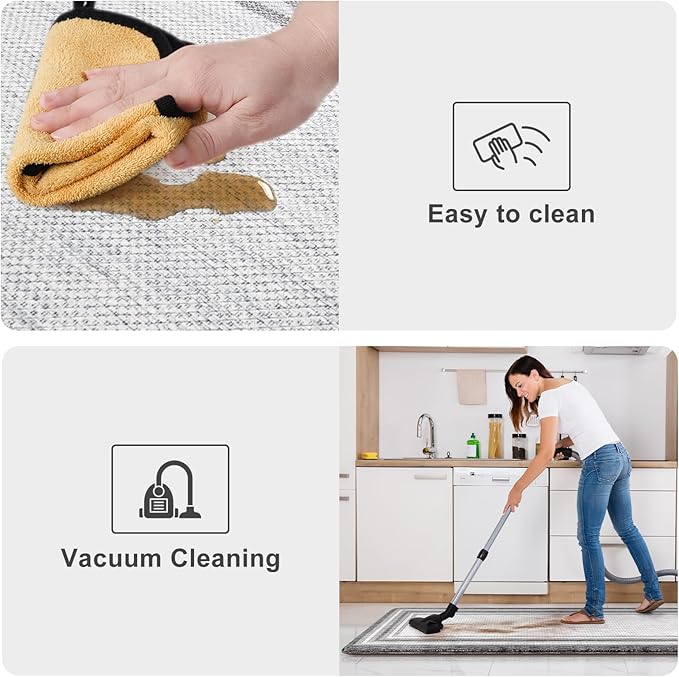 KIMODE Anti Fatigue Kitchen Mat Cushioned, Farmhouse Kitchen Rugs Sets of 2, Non Slip Memory Foam Kitchen Mat for Floor, Standing Desk Mat for Laundry Office Sink 20"x59"+20"x32" Grey