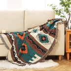 Homesy Boho Throw Blankets Southwestern Bed Throws Cover Reversible Green Aztec Southwest Blanket for Couch Chair Sofa Home Outdoor Beach Car Tent Travel Camping 63"x87"