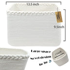 COMFY-HOMI Square Woven Cotton Rope Basket for Organizing, Gift Baskets for Handles, Empty Gift Baskets, Toy Basket for bins|13.5" x 11" x 9.5" home decor for Living Room, Bathroom