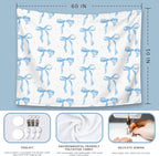 LIANGW Light Blue Coquette Trendy Preppy Wall Tapestry – Blue Bow Aesthetic Hanging Tapestry for Girls Bedroom or Dorm Room Decor,Based Blue Room Decor Aesthetic 50x60 Inch
