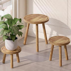 Bamworld Plant Stands Indoor 3 Pack Single Plant Stand for Multiple Plants Corner Plant Stool Wooden Plant Stands for Patio Garden Balcony Living Room Bedroom(Nature)