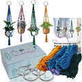 Ewparts Macrame Plant Hanger Kit with Instruction Book Tutorials Metal Rings 4mm Macrame Cord Green/Purple/Orange/Blue Pre-Cutted for Making 4 Macrame Plant Hangers Macrame Kit for Adults Beginners