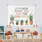 XLDLIOO Mental Heath Wall Tapestry, Inspirational Wall Tapestry Hanging for Classroom, Let's Grow Bloom and Root for Each Other Tapestries Decor Art for Therapy Counselor Office 40x30in