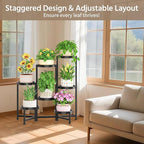 LASZOLA 7 Tiered Plant Stand Indoor Outdoor with Plastic Tray, Corner Folding Tall Flower Display Rack, Modern Plant Holder Shelf for Outdoor Patio Porch Garden Office Living Room, Black