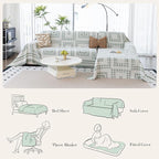 Houndstooth Sofa Covers Washable, Boho Couch Cover for Dogs Washablee, Sofa Blanket Cover, Medium Couch Covers for Recilner&Chair(1pc/Green/71×71")