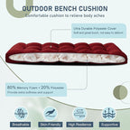 downluxe Outdoor Bench Cushion for Patio Furniture, Water Resistant Tufted Overstuffed Porch Swing Cushions, Thick Outdoor Loveseat Cushions, 59" x 18" x 5", Burgundy, Set of 1
