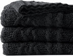 Battilo Black Throw Blanket for Couch, Cable Knit Blanket for Bed,Chair, Home Decor, Soft Cozy Woven Chenille Throw Blanket, Decorative Boho Throw Blanket, 51"x67"
