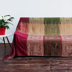 AIVIA Boho Sofa Couch Throw Blanket Futon Slipcover, Recliner Chair Throws Sofa Cover Colorful Chenille Woven Bohemian Decor - 60" x 75" Green Wine Red