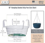 Curtis Wagner Plastics Hanging Basket Drip Pans (5-Pack) | Clear, Round (Diameter = 7.37" Base, 10" Top, 3.7" Depth) Hanging Plant Tray Saucer with Built-in Hooks & Water Catcher for Indoor & Outdoor