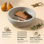 OAKOA Concrete Fruit Bowl for Kitchen Counter - Large Decorative Bowls for Home Decor - Modern Key Bowl for Entryway Table - Pedestal Bowl for Keys