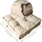 Verpert Square Thick Floor Seating Cushions,Solid Thick Tufted Cushion Meditation Pillow for Sitting on Floor,Tatami Pad for Guests or Kids Reading Nook,Yoga Living Room Sofa Balcony Outdoor (Beige)