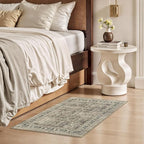 Lessymo Small Area Rugs 2x3 ft, Vintage Brown Machine Washable Rug for Entryway Kitchen Bathroom, Non Slip Low Pile Indoor Door Mat, Distressed Boho Floral Accent Carpet