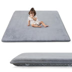 1.3" Thick Baby Floor Play Mat 59x79, Basic Padded Foam Mat for Tummy Time Crawling, Non Slip Cushioned for Babies Toddlers Infants Kids (Light Grey)