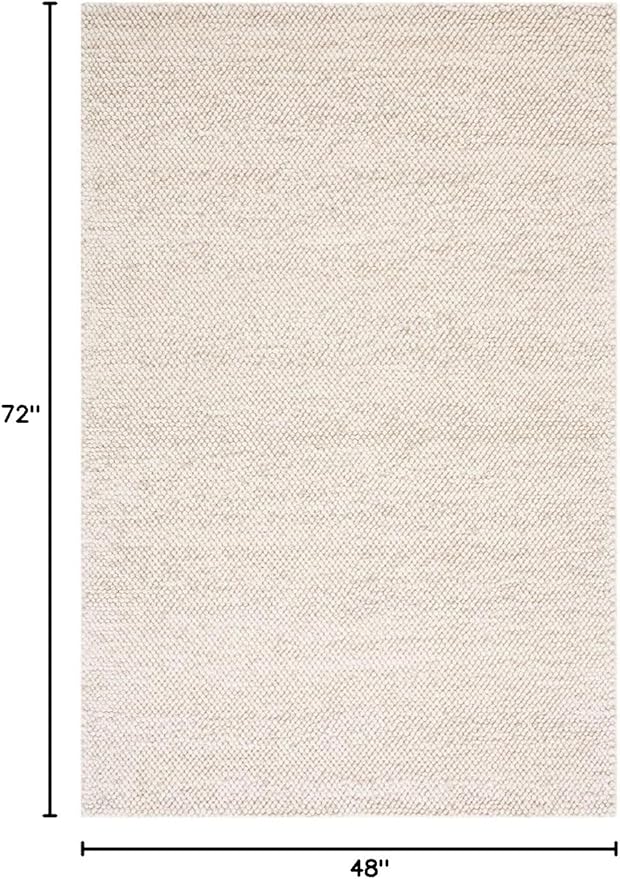 SAFAVIEH Area Rug 4x6 - Natura Collection - Beige & Ivory, Handmade Wool Blend, Textured Design, Ideal for Living Room, Bedroom, Dining Space (NAT425B)