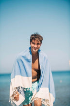 Bazaar Anatolia Turkish Beach Towel 100% Cotton Bath Towels 71x39 Quick Dry Sand Free Lightweight Large Oversized Herringbone Turquoise