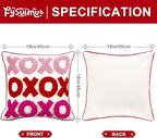 Valentine's Day Throw Pillow Covers 18x18 Inch Set of 2 Red Pink Heart Love Couples Decorations Embroidery Cushion Case for Anniversary Wedding Gift Lover Bedroom Sofa Couch Holiday Home Decor