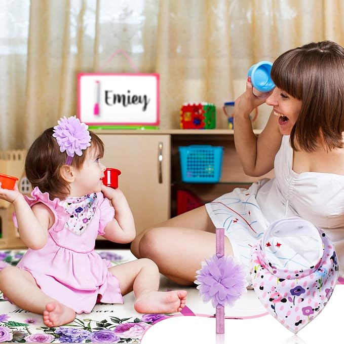 Chumia 6 Pcs Baby Monthly Milestone Blanket for Girl 60" x 40" Butterfly Milestone Blanket Age Photo Photography Backdrop with Newborn Calendar Growth Chart Bib Headband(Purple,Floral Pattern)