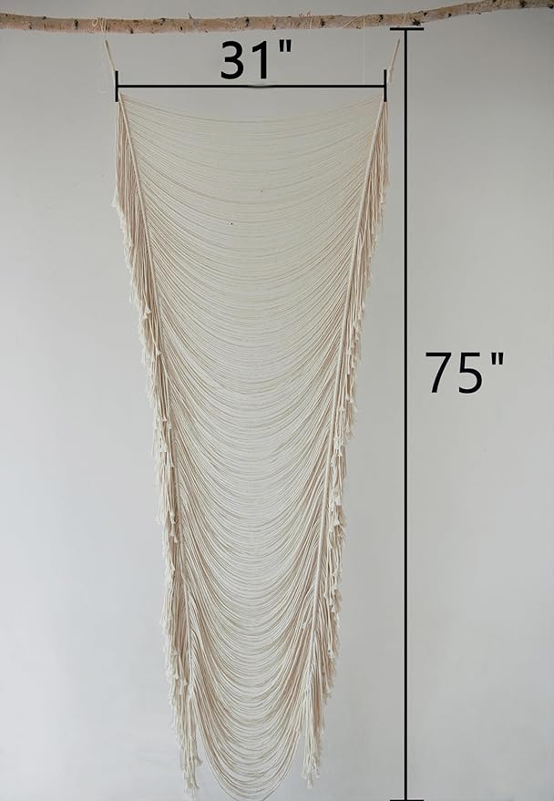Macrame Curtain Boho Curtains Room Divider Wedding Or Wall Decor Doorway Window Wall Decor Macrame Cord Fiber Yarn Art Craftsmanship Bedroom Headboard Décor 31" Wx 75" L