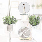 Artificial Plants 3 Pack Mini Fake Plants Fake Hanging Plants Artificial Decor with 3 Macrame Plant Hangers Decorative Plants Faux Hanging Plants Greenery Decor for Wall Kitchen Bathroom Home Office