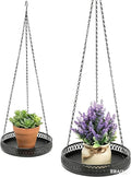 Heavy Duty Metal Hanging Planters for Indoor Plants - Black Plant Hanger with Sturdy Tray & Chains, Modern Boho Wall/Ceiling/Window Mounted Plant Basket (2/S, Three Chains Hanging Tray)