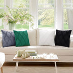 decorUhome Spring Throw Pillow Covers 12x20 Inch Set of 2, Soft Plush Faux Fur Wool Lumbar Green Accent Couch Pillow Covers for Modern Farmhouse Bed Sofa Living Room