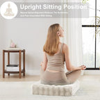 2 Pcs High Density Foam Floor Pillow - Upgraded Large Pillows Seating for Adults - Outdoor Floor Cushion with Soft Tufted Cover - Yoga Pillows for Sitting On Floor - 22 Inch Almond White
