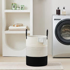 VIPOSCO Large Laundry Hamper, Tall Woven Rope Storage Basket for Blanket, Toys, Dirty Clothes in Living Room, Bathroom, Bedroom - 58L White & Black