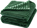 MIULEE Fleece Blanket, Durable Plush Fuzzy Extra Soft Warm Cozy Dark Green Striped Flannel Throw Blanket for Couch Sofa Bed 30"x40"