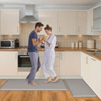 HappyTrends 2 PCS Kitchen Mat Cushioned Anti-Fatigue Floor Mat, Heavy Duty Ergonomic Comfort Foam Standing Mat,20"x30"+20"x47",Khaki