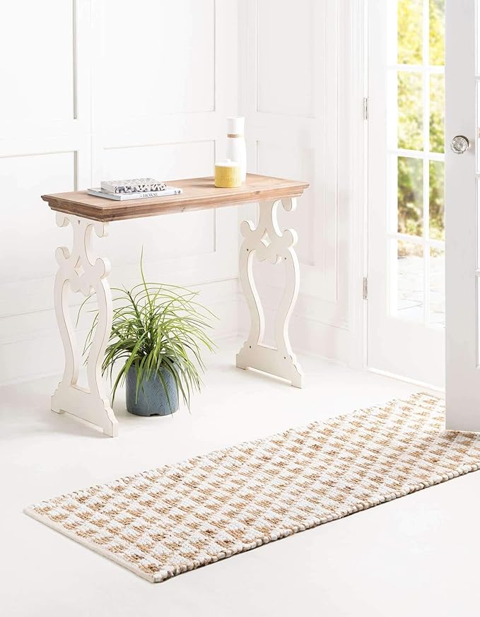 Unique Loom Chindi Jute Collection Area Rug (2' 2" x 6' 1" Runner, White/ Natural)