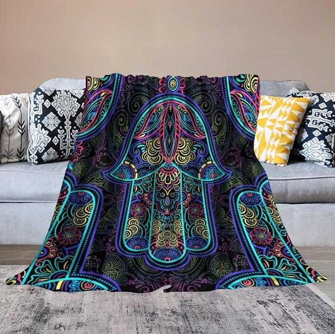 Boho Mandala Throw Blanket Colorful Hand Bohemian Blanket for Sofa Bed Couch Chair Or Dorm 30"x40"