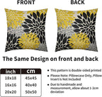 Black Light Yellow Pillow Covers 18X18 Inch Set of 2, Spring Summer Floral Dahlia Flower Cream Decorative Throw Pillow Covers Outdoor Modern Farmhouse Cushion Case for Home Couch Sofa Bed Decor