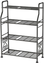GIOTORENT Plant Stand Outdoor Indoor 4 Tier Metal Waterproof - 41.3" Plant Shelf for Patio, Balcony, Living Room, Large Capacity Tiered Plant Rack, Black