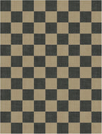 Lessymo Living Room Area Rug 5x7, Checkered Washable Easy Jute Outdoor Patio Rug, Non Shed Carpet for Dining Room Bedroom, Kids & Pets Friendly, Diamond Black/Beige