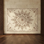 Accnicc Boho Floral Mandala Tapestry Wall Hanging Bohemian Beige Flower Tapestry Aesthetic Hippie Indian Large Tapestries for Bedroom Living Room Dorm Decor 80 x 60 Inch