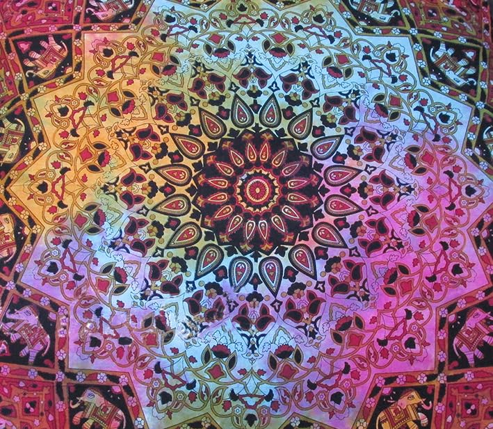 CRAFT KALA Mandala Floor Pillow Cushion Cover Seating Throw Cover Hippie Decorative Bohemian Ottoman Poufs Pom Pom Pillow Cases Boho Indian Cotton Living Room Yoga Home Décor (24" Square, Multi Star) - color: Multi Star, size: 24" x 24" (Pack of 1)