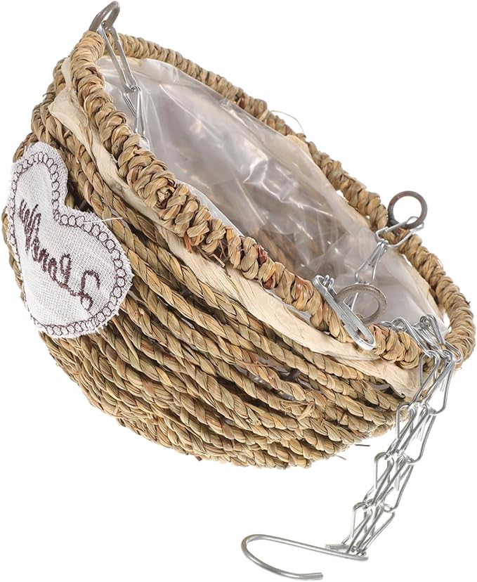1pc Semicircle Woven Flowerpot Pendant for Decor Creative Hanging Basket for Plants Boho-Style Home Accent for Living Room Balcony and Courtyard