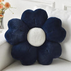 Flower Pillow, Flower Shaped Pillow Decorative Throw Pillows for Bed Couch, Cute Daisy Pillow Dorm Decor Floor Seating Cushion (Navy Blue, 19.6 Inches)