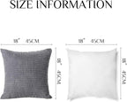 Softalker Throw Pillow Covers 18x18 Inch, Set of 2, Soft Corduroy Boho Stripe Decorative Pillow Cover, Couch Fluffy Pillow Cover for Farmhouse Home Decor Bed Living Room, Dark Grey