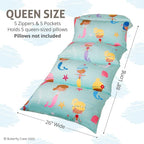 Butterfly Craze Floor Pillow Case - Cozy Reading Chair & Lounger - Versatile Seat & Floor Bed - Portable Cushion & Sleeping Pad - Queen, Mermaid Aqua