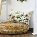AVOIN colorlife Poppy Flowers Chinoiserie Spring Throw Pillow Cover, 12 x 20 Inch Sage Green Brown Seasonal Leaves Cushion Case Decoration for Sofa Couch Farmhouse