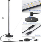 Barrina Standing Grow Light for Indoor Plants, 20W 2FT Desk LED Plant Light, Hanging and Standing, Table Top Full Spectrum Vertical Grow Lights with Stand and On/Off Switch, Ideal for Plants Growth
