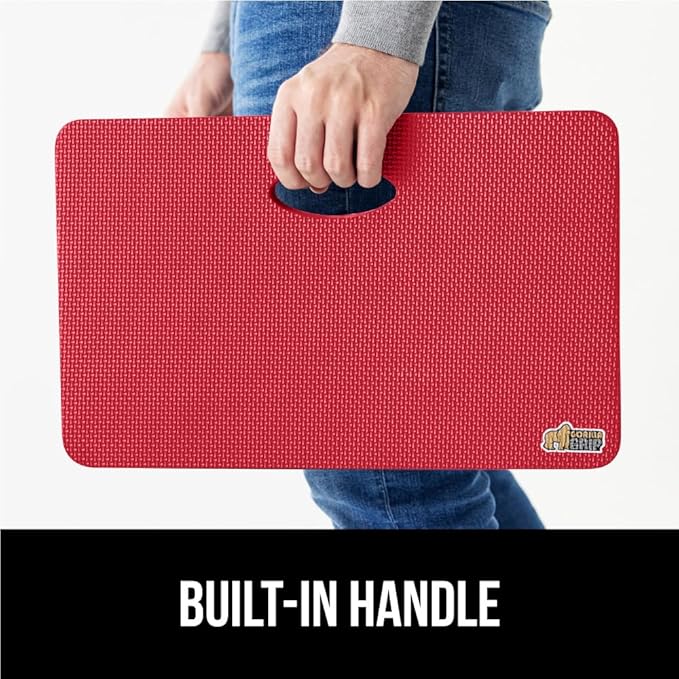 GORILLA GRIP Extra Thick Patent Pending Supportive Foam Kneeling Pad, 2 PK, Large Cushion Knee Pads for Gardening, Baby Bath, Dirt and Water Resistant, Workout and Garden Supplies, 17.5x11, Red