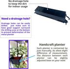 LaLaGreen 16 Inch Wall Mounted Tiered Planter for Indoor Succulent Plants, 3 Tier Modern Black Rectangular Metal Planter