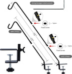 Juegoal 2 Pack Heavy Duty Deck Hook with 2 Inch Non Slip Clamp, 25 or 36 Inch Extended Reach Deck Hook, Adjustable Rail Pole Plant Bracket for Hanging Bird Feeder, Suet Baskets, Lanterns, Wind Chimes