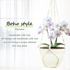 FGSAEOR Macrame Plant Holder Indoor Outdoor, Hanging 3-15 inch Pot, Bearing 20lb Planters, DIY Handmade Hanging Planter Basket, 35-Inch Extra Long Strong Boho Home Décor (2-Pack) (Ivory)