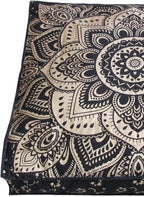 CRAFT KALA Mandala Floor Pillow Cushion Cover Seating Throw Cover Hippie Decorative Bohemian Ottoman Poufs Pom Pillow Cases Boho Indian Cotton Living Room Yoga Home Décor 35" Square, Black Gold Flower