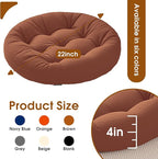 2Pcs Floor Pillows for Adults, 22x22 Inch Meditation Cushions, Large Round Sitting Cushion Living Room Memory Foam Pillow for Sitting (2, Brown, 22x22x4 Inch)