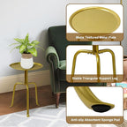 Plant Stand Indoor Outdoor, 11'' Round Gold Corner Single Plant Table, 3-Leg Small Metal Plant Holders Flower Pot Stand, Modern Corner Round Small Side End Table with Raised Design